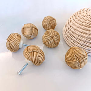 Poignées de porte intérieures décoratives en rotin, best-sellers, boutons fonctionnels pour meubles - Product Image 1