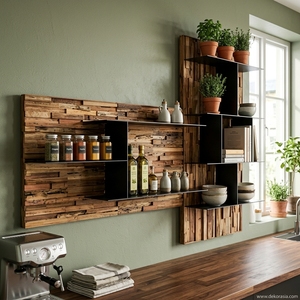 Support de rangement suspendu en bois multifonction, support mural de cuisine, supports de rangement et supports modernes - Product Image 6