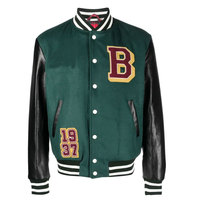 Veste universitaire en cuir sur mesure avec col montant et logo frontal, respirante et écologique, pour homme, hiver