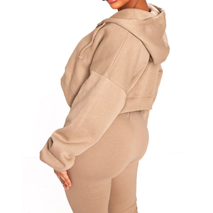 Haut court zippé pour femme, tendance, avec capuche, dernier design, respirant, vêtements de sport, crop top à capuche pour femme - Product Image 4