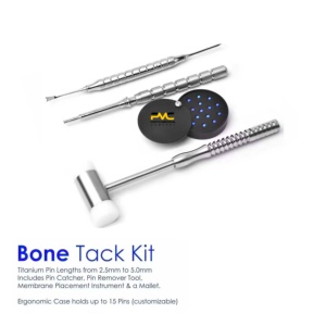 Kit de fixation de membrane GBR dentaire avec guides de fixation pour clous osseux et guide de perforation, ensemble chirurgical complet pour la régénération osseuse guidée, manuel inclus - Product Image 3