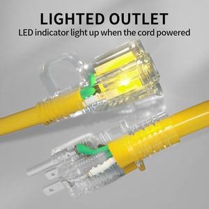 Cavo di prolunga per esterni impermeabile da 15 m (50 piedi) 12/3 con indicatore luminoso, calibro 12, 3 poli, flessibile, resistente al freddo, con connettore 12/3 - Product Image 5