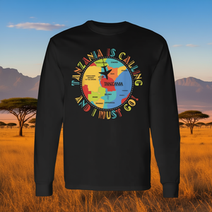 Camiseta de manga larga con diseño de mapa de África Oriental, unisex, cuello redondo, para adultos, promocional: Tanzania llama y yo debo ir - Product Image 3