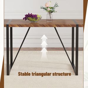 <b>Retro</b> Rectangular <b>Dining</b> <b>Table</b> Set with Fishbone Patterned MDF Desktop Black Metal Legs 6 Chairs-for Your <b>Dining</b> Room - Product Image 6