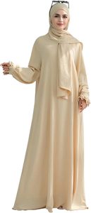 Abaya Hijab pour femme, robe longue à manches longues, couleur unie, tenue modeste quotidienne, légère, en rayonne, coupe ample, style Moyen-Orient - Product Image 4