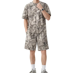 Conjunto de Camiseta y Pantalones Cortos de Verano para Hombre, Estampado de Camuflaje, Talla Grande, Informal, de Spandex/Algodón, Dos Piezas, Ropa Deportiva OEM - Product Image 1