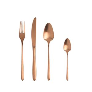 Ensemble de couverts en acier inoxydable mat cuivre de luxe, 4 pièces, ensemble de couverts de cuisine moderne, ensemble de vaisselle rose gold pour hôtel - Product Image 1