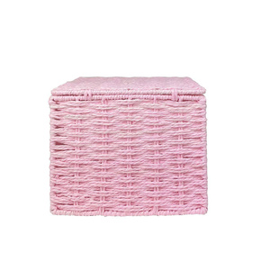 Handmade Paper Rope Pink <b>Storage</b> Box With Scalloped Lid Wicker Organizer <b>Basket</b> Nursery <b>Toy</b> <b>Storage</b> Decorative Box Wholesale - Product Image 5
