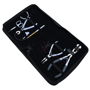 White Micro Ring and Tape In Pliers Hair Extension Tool Bundle with hair Extension Pliers <b>Threading</b> Loop Tool finger Scissor - Product Image 1