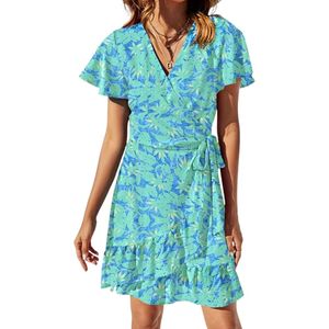 Robe portefeuille pour femme à manches longues, longueur midi, avec ceinture ajustable, en tissu doux, respirant et léger, élégante et décontractée - Product Image 6