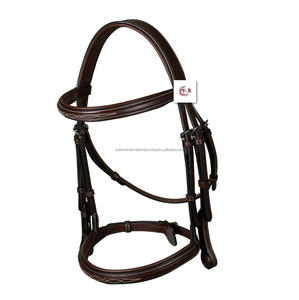 Caballo ecuestre de cuero de alta calidad, casvesson Noseband Bridle marrón con una banda para la frente cosida, equipo de carreras de caballos - Product Image 1