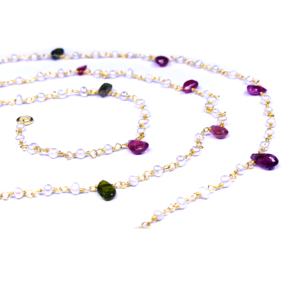 925 <b>Silver</b> Women's Gold Plated <b>Necklace</b> With Freshwater <b>Pearls</b> And Gemstones Bohemia Style Everyday Wear - Product Image 3