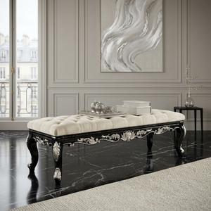 Banco <span class=keywords><strong>de</strong></span> Lujo Tapizado para Pie <span class=keywords><strong>de</strong></span> Cama |   Muebles para <span class=keywords><strong>Suite</strong></span> Principal <span class=keywords><strong>de</strong></span> Hotel <span class=keywords><strong>de</strong></span> 5 Estrellas |   Madera Tallada Neoclásica |   Fabricante Personalizado OEM - Product Image 3