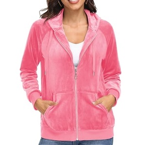 Sweat à capuche en velours personnalisé 350 GSM pour femme, en molleton velours, style streetwear, marque privée, vêtements d'extérieur, collection mode, sweats à capuche en velours - Product Image 6