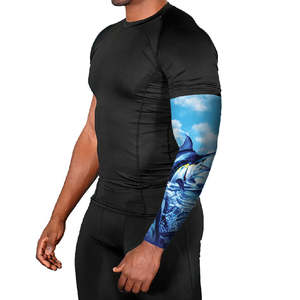 Manguitos unisex de manga larga de seda helada con estampado de peces azules, protección solar UPF50+, cubierta refrescante con transferencia por sublimación para la piel. - Product Image 3