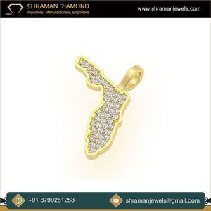 Collar de Oro Sólido de 14K Personalizado con Colgante Estilo Hip Hop para Hombre, con Piedra Natural y Diseño de Mapa de Florida - Product Image 3