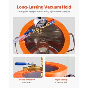 ปั๊มเวทีเดียวขนาด5แกลลอนชุด3.5CFM ห้องสุญญากาศสำหรับสารเคมีเครื่องปรับอากาศ - Product Image 3