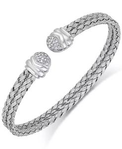 Diamond Weave <b>Cuff</b> <b>Bracelet</b> in Sterling <b>Silver</b> (1/5 ct. t.w.) | Macy's - Product Image 1