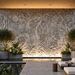 Panneau mural en grès naturel moderne, personnalisable et fait main, pour intérieur, extérieur, façade, jardin, élément décoratif de luxe - Product Image 2