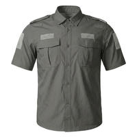 Chemise de travail unisexe respirante pour adultes, personnalisée, bleue, pour agents de sécurité, en polyester et coton, à manches courtes, uniforme, impression numérique