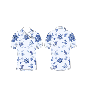 เสื้อโปโลชายสีน้ำเงินลายดอกไม้ พิมพ์ลายทั้งตัว แขนสั้น สไตล์ลำลอง สำหรับเล่นกอล์ฟ - Product Image 1