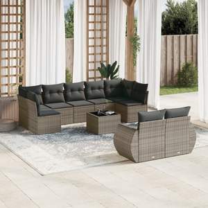 Set Divano da Giardino Moderno in Rattan Grigio PE a 6 Posti, Arredamento da Esterno dal Design Contemporaneo con Piedini Regolabili - Product Image 3