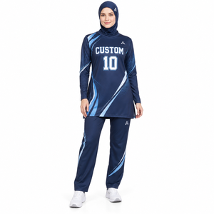 Ensemble de sport personnalisé pour femmes, tenue d'entraînement modeste à manches longues, broderie, séchage rapide, longueur mi-mollet, par le fabricant - Product Image 1