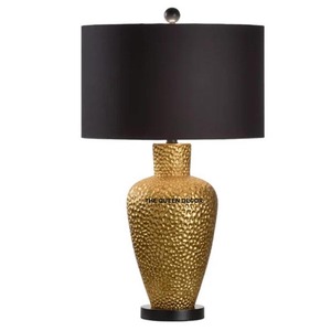 Minimalist Modern Aluminum Metal <b>Rounded</b> Shape Gold Antique Finish With <b>White</b> Fabric Shade Decorative <b>Table</b> Lamp - Product Image 6