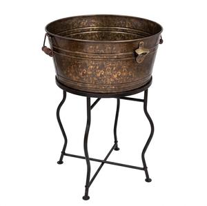 Seau à glace carré en métal galvanisé avec support, style ferme, pour refroidir le vin, la bière et le champagne - Product Image 3