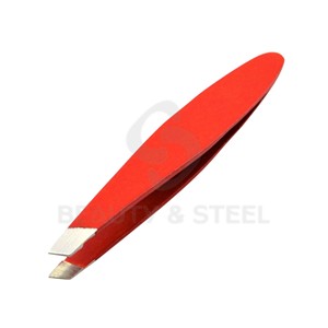 Pince à épiler professionnelle pour sourcils, mini, 7 cm, à pointe inclinée, finition rouge cramoisie intense, pour une précision optimale en voyage - Product Image 6