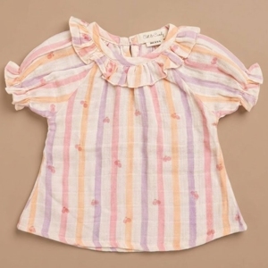<b>Cot</b> & Candy Organic Muslin Baby <b>Set</b> Fruity Fun Printed Frill Top with Shorts for Summer for Little Ones - Product Image 2