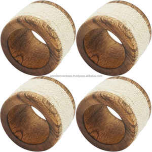 แหวนผ้าเช็ดปากทำมือจากเชือกและไม้กระถิน ดีไซน์ทันสมัย เป็นมิตรกับสิ่งแวดล้อม สำหรับตกแต่งงานปาร์ตี้ ปรับแต่งสีและขนาดได้ เหมาะสำหรับใช้บนโต๊ะงานแต่งงาน - Product Image 2