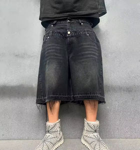 Short de sport pour homme en coton, coupe ample, style streetwear, épais, délavé vintage, avec taille élastique, style jogger cargo, pour le basketball et la course à pied - Product Image 4