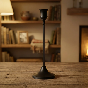Support de bougie en métal noir, grand et moderne, pour bougies coniques, idéal pour le salon, la table à manger, la chambre, la décoration intérieure, centre de table - Product Image 6