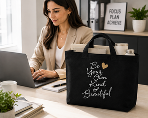 AMANI กระเป๋าผ้าแคนวาสพิมพ์ลาย Be Your Own Kind of Beautiful พร้อมสายสะพายสำหรับผู้หญิง ใช้สำหรับเดินทางและช้อปปิ้ง - Product Image 4