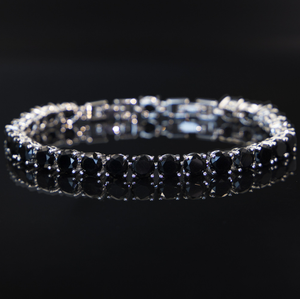 Bracelet tennis classique en moissanite pleine couleur personnalisée, sertissage griffe, pierre ronde violette, bijoux fins sur mesure - Product Image 3