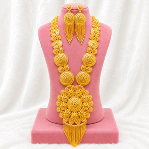 MOLL JEWELLERS Conjunto de Joyería Étnica de Plata con Circones, Collar y Pendientes para Mujer, Diseño Floral para Boda, Aleación de Moda, Tercera Marca - Product Image 6
