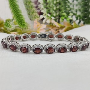 Natural Garnet Stone <b>Charm</b> Bracelet 925 Sterling Silver Gold Plated Red Gemstone Crystal Handmade Luxury Jewelry for Unisex - Product Image 2