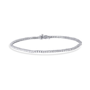 Bracelet de luxe pour femme Diamond Dance en or blanc 14 carats avec diamants de laboratoire taille brillant, design halo classique entrelacé et boucle élégante - Product Image 1