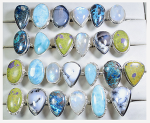 25 Pieces Natural Gemstone 925 Silver Rings Wholesale Jewelry Set Handmade Statement Rings Ready To Ship - Product Image 5