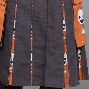กางเกงคิลท์ผ้าฝ้ายสีเทาสำหรับผู้ชาย แต่งสีส้ม พร้อมกระเป๋าคาร์โก้ รุ่น 2026 - Product Image 5