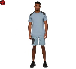 Conjunto Deportivo de Verano para Hombre, Dos Piezas, Transpirable, Tejido de Punto, Pantalones Cortos Casuales, Camiseta Estampada de Manga Corta, Ropa para Correr - Product Image 1