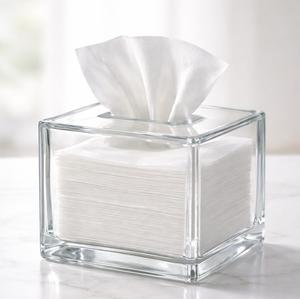 Boîte à mouchoirs en verre transparent de luxe, distributeur de serviettes carré moderne, couvercle de boîte à mouchoirs en verre transparent de qualité supérieure pour la maison - Product Image 1