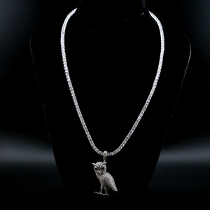 Collier Pendentif Hibou en Moissanite, Bijou Oiseau Sertie de Pierres, Style Gothique Hip Hop, Luxe, pour Homme et Femme, Cadeau Tendance pour Lui et Elle - Product Image 2