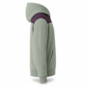 Sweat à capuche épais vert sauge personnalisé pour homme, avec épaulettes plumées, en molleton de coton, style streetwear, avec poche, respirant, hiver, OEM ODM - Product Image 6