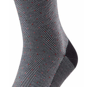 Calcetines con patrón de espiga gris y ribete negro con refuerzo en los dedos - Product Image 3