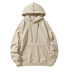 Sudadera con Capucha Blanca de Algodón para Hombre, Corte Holgado, Estilo Casual, Color Sólido, Bolsillo Frontal, Felpa Francesa, Mezcla de Algodón Básico - Product Image 3