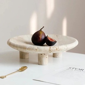 Bol décoratif en pierre naturelle cannelée sculptée à la main, pièce maîtresse sculpturale pour la mise en scène de table moderne, intérieur de maison de luxe, nouveauté - Product Image 5