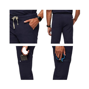 Conjunto de Uniforme Médico Azul Marino para Hombre, Pantalones de Uniforme de Hospital de Algodón y Poliéster con Estetoscopio y Porta Identificación - Product Image 6