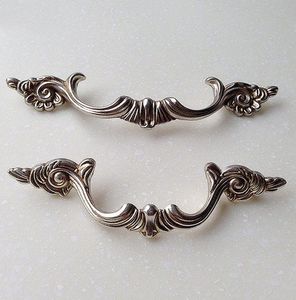 European Antique Silver Furniture Handle Vintage Classical Wardrobe Handles for Kitchen Cabinets Dresser Drawer <b>Knobs</b> Bedrooms - Product Image 5